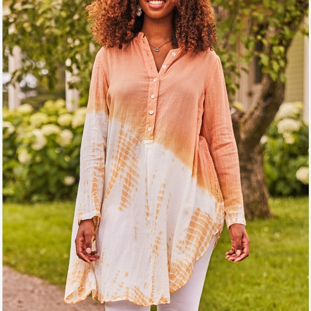 april cornel size small Orange and White Tie-Dye Tunic Top cotton
